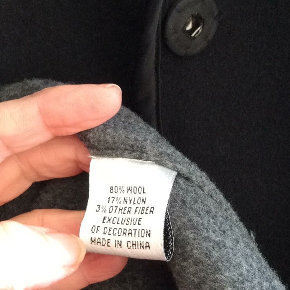 Talbots black wool coat with gray trim, size 4 - Picture 8 of 8